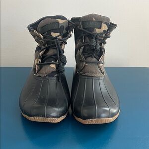 Sperry Black and Brown Camouflage Boots